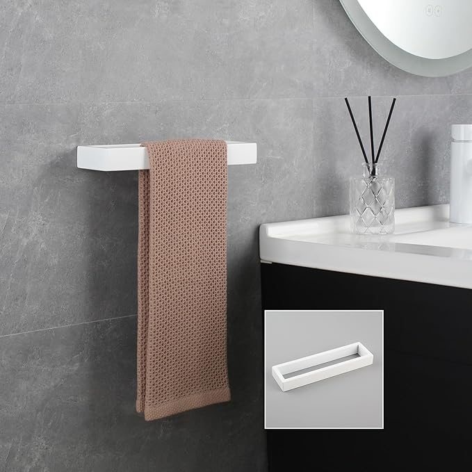 GERZWY 3-Piece Bathroom Accessory Set Stainless Steel Toilet Paper Holder Towel Ring Towel Hooks Wall Mount, White