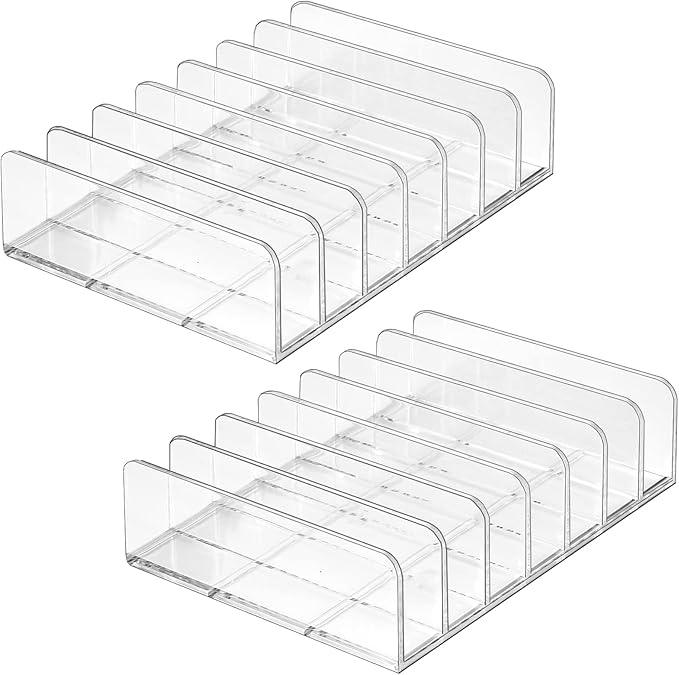 Lolalet [2 Pack] Clear Acrylic Makeup Palettes Organizer, Divided Sections Stand Rack For Eyeshadows Contours Bronzers Blush Face Powder, Cosmetics Display Storage Holder ?€? 14 Slots