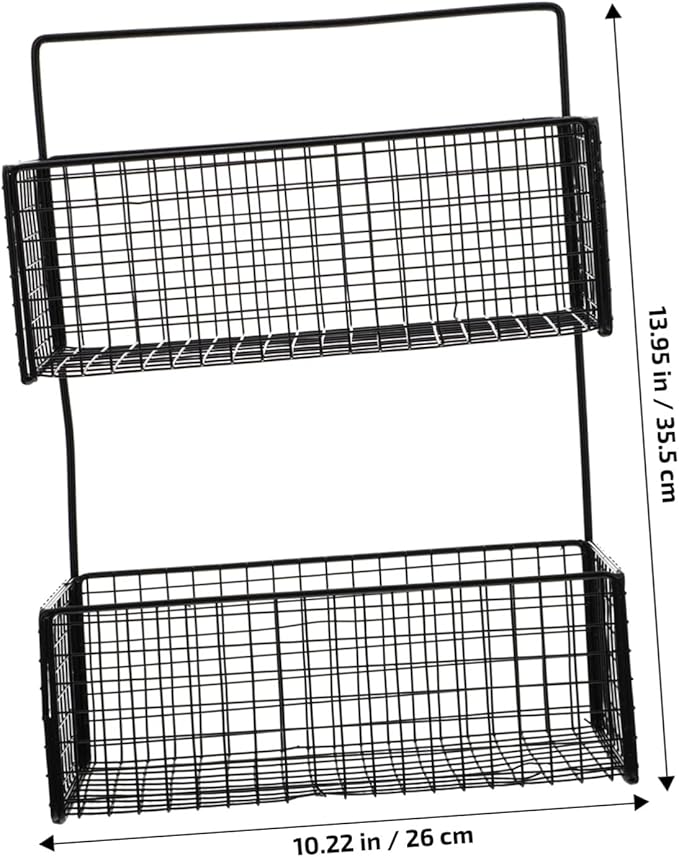 SOLUSTRE Hole- Storage Rack Iron Bathroom Shelf Wall-Mounted Dual Layer Holder Toiletries Storage