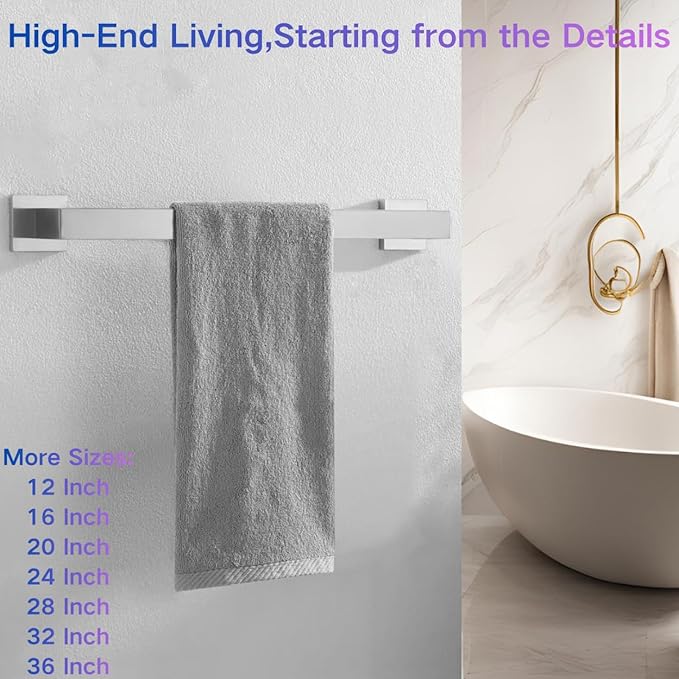 20 Inch Towel Bar for Bathroom 12/16/20/24/28/32/36 Inch Kitchen Towel Holder Brushed Nickel Towel Rod Wall Mounted SUS304 Rustproof Towel Rack Modern Square Design (1, Brushed Nickel, 20 Inch)