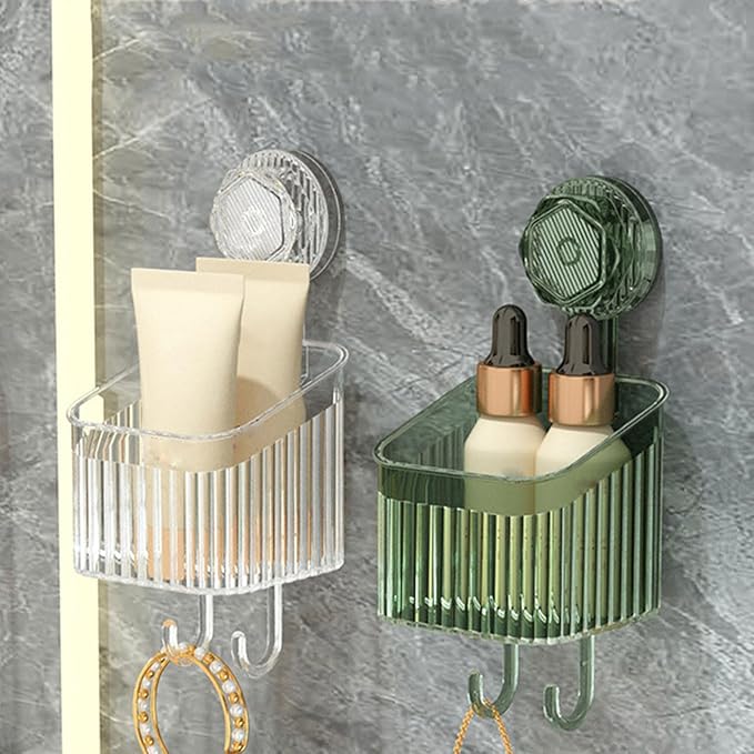 Powerful Suction Cup Bathroom Shelf Wall Mounted Rack Storage Basket Convenient Makeup Tool Stand