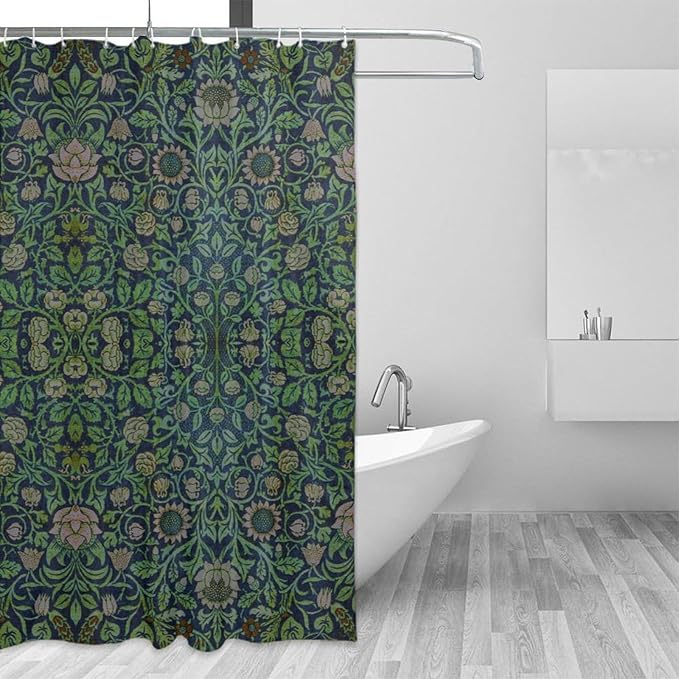 William Morris Original Design Vintage Shower Curtain Furniture Bathroom Fabric Decorations Washable Shower Curtain with Hooks 72x78 Inches(183x200cm), Style-9