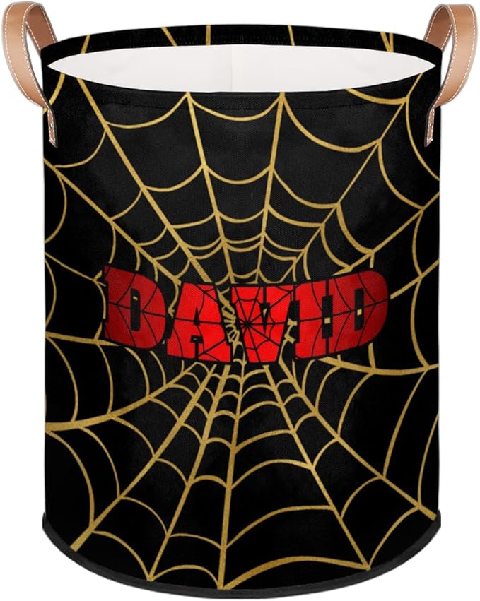 Spider Wed Personalized-Laundry-Hamper-Basket for Kids Custom Name Collapsible Storage Organizer Bin Dirty Clothes Toys Hamper for Boys Nursery in Laundry, Bedroom, Bathroom Blue
