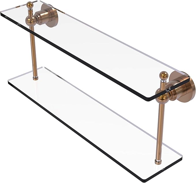 Allied Brass AP-2/22 Astor Place Collection 22 Inch Two Tiered Glass Shelf, Brushed Bronze