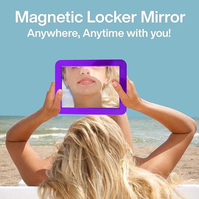 MIHAGUTY Magnetic Locker Mirror,5" x 7" Small Mirrors for Locker with Magnetic Backing,Real Glass Mirrors for School Locker, Bathroom,Workshop Toolbox,Locker Accessory, Office, Home (Hot Pink)