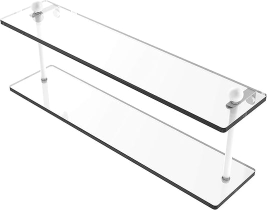 Allied Brass PR-2/22 22 Inch Two Tiered Glass Shelf, Matte White