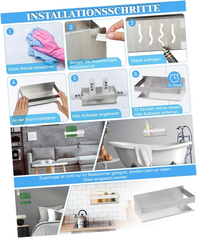 WOONEKY Bathroom Wall Shelf Toilet Shelf Bathroom Metal Kitchen Metal Wall Rack Storage Rack