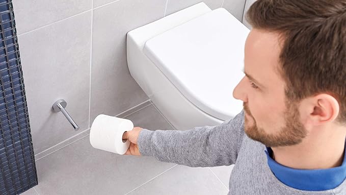 tesa EXXCELLENT Spare Toilet Roll Holder - Self-Adhesive, Stainless-Steel Spare Toilet Paper Holder - Waterproof, incl. Power.Kit Adhesive Solution - 50 mm x 50 mm x 125 mm