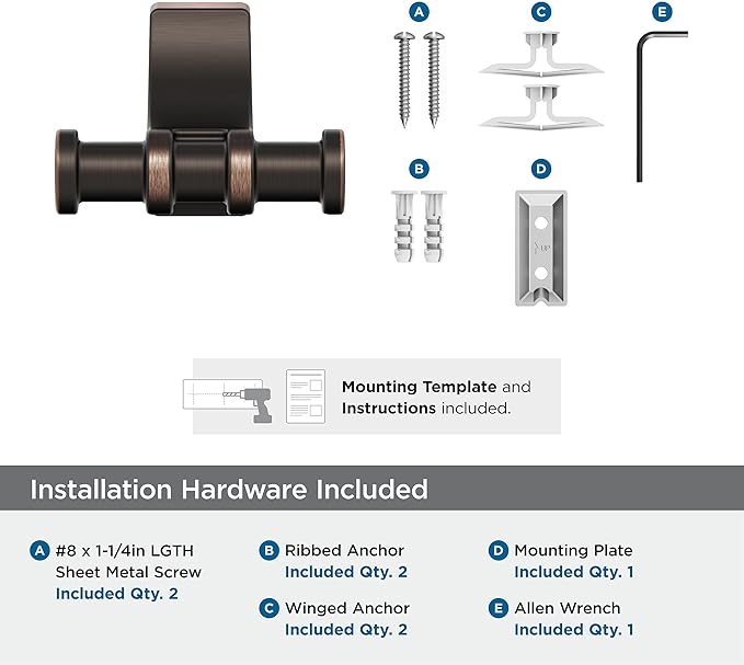 Amerock BH36050ORB | Oil Rubbed Bronze Double Robe Hook | 2-15/16 in. (75 mm) Length Towel Holder | Davenport | Towel Hook for Bathroom | Bathroom Hardware | Bath Accessories
