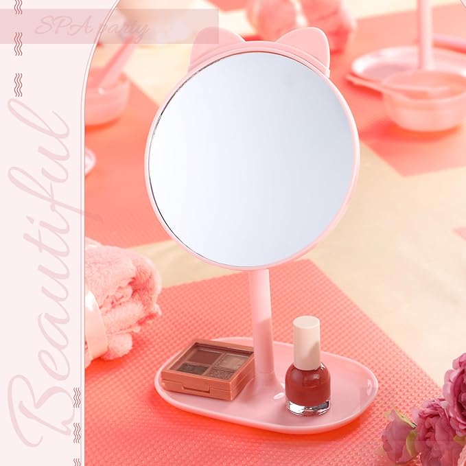 CroBlissful 8 Pcs Spa Party Supplies Mirror Pink for Sleepover Favors Makeup Mirror for Spa Sleepover Slumber Birthday Party