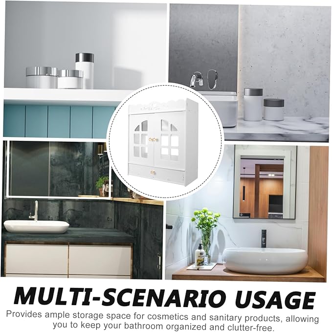 balacoo Wall-Mounted Storage Cabinet for Bathroom Punch Organizer Ample Space for Cosmetics and Products Stylish Wall Storage for Compact Spaces