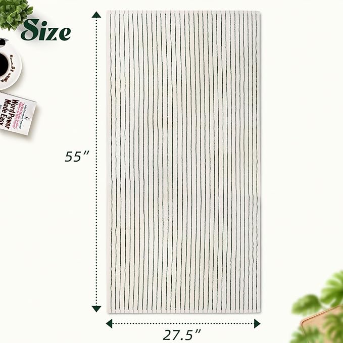 Jacquotha Green Striped Bath Towels Set of 2, Lighter & Quick Dry Towels Large 27.5 x 55 inches, Farmhouse for Bathroom Decor, Shower, Pool Days