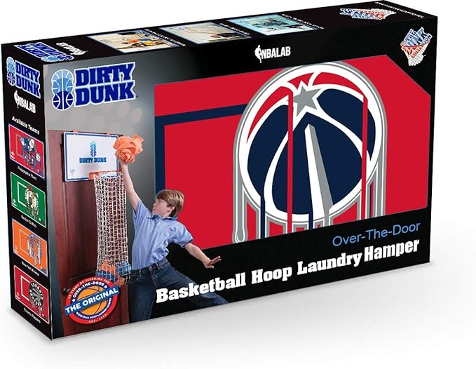 The Dunk Collection The Dirty Dunk Basketball Hoop Laundry Hamper - Washington Wizards, NBA, Red/Black
