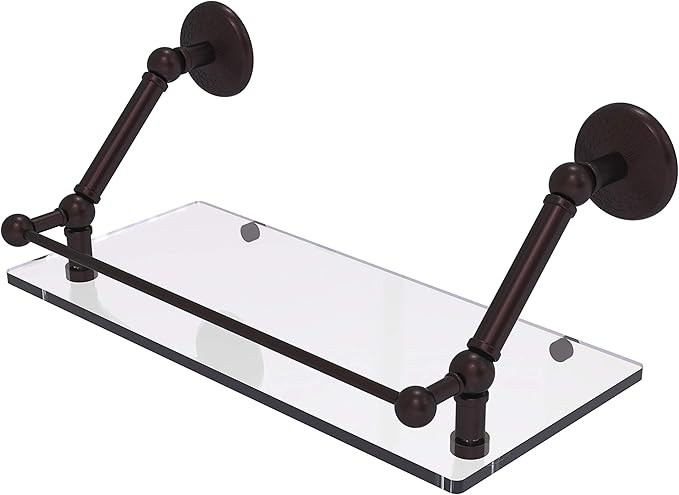Allied Brass PMC-1-18-GAL Prestige Monte Carlo 18 Inch Floating Gallery Rail Glass Shelf, Antique Bronze