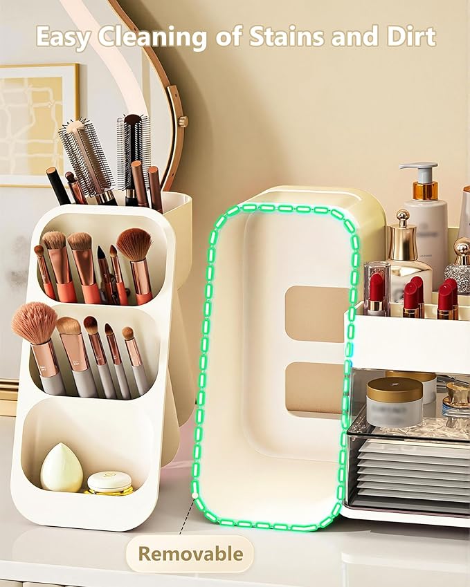 Large Capacity Makeup Organizer Countertop with Makeup Brush Holder for Vanity, Thickened Material, Bathroom Countertop Organizer Skin Care Perfumes Storage, Teen Girl Gifts for 13-25 Year