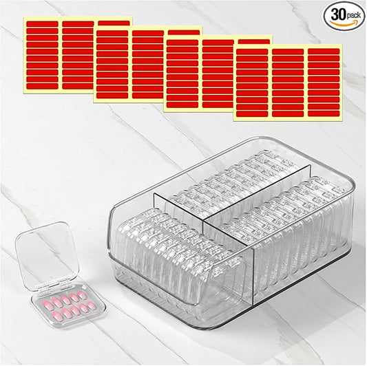 30 Pcs Press On Nail Storage Box Container False Nail Organizer Acrylic Display Case Packaging Box with a Large Stackable All-In-One Box and 120 Pcs Double Sided Adhesive Nail Display Tape