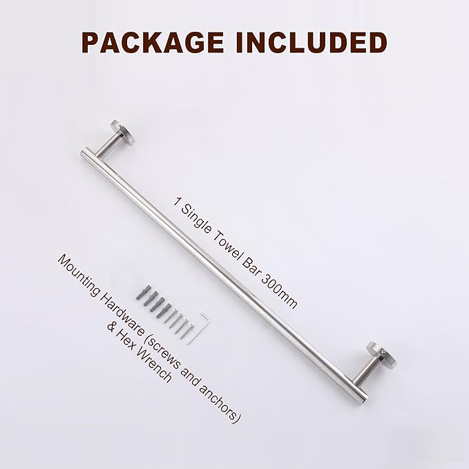 SEIDO Towel Holder Chrome with 9.6" Usable Length, 304 Stainless Steel Hand Towel Bar for Bathroom & Kitchen, 12 Inch Towel Racks for Bathroom, Polished Chrome