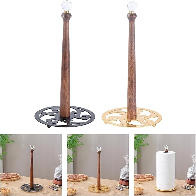 Wooden Shelf Bathroom Kitchen Storage Dispenser Stand Freestanding Metal Holder with Large Capacity Bathroom Organizer