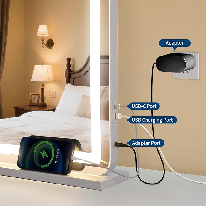 GarveeHome 30.15 in x20.19 in Lighted Makeup Mirror，Led Makeup Mirror,Three Color Lighting Modes, and 10X Magnification Mirror, Smart Touch Control,2 in-1 Vanity Mirror Both Tabletop and Wall-Mounted