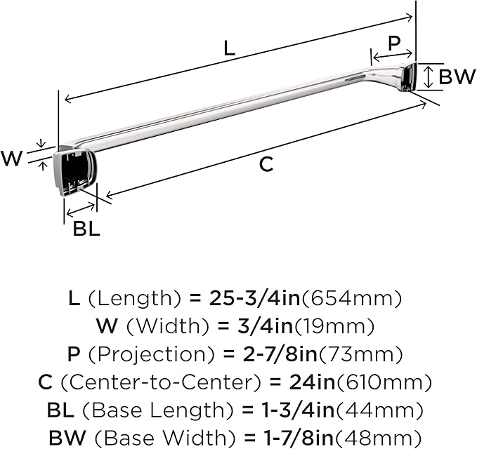 Amerock Revitalize Polished Nickel 24 inch (610mm) Towel Bar, BH36034PN