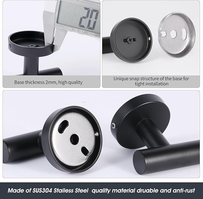 18 Piece Matte Black Bathroom Hardware Set, Towel bar Set Include 24 inch Towel bar, Bathroom Towel Rack, Towel Ring, Toilet Paper Holder, Towel Hook, Bathroom Accessories Set