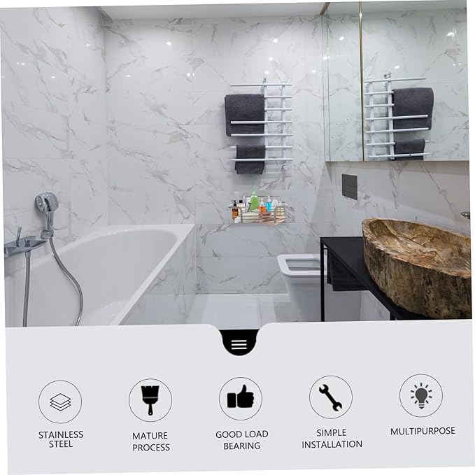 Zerodeko Stainless Steel Storage Rack Shower Shelf Towel Rack Bathroom Wall Decor Floating Shelves