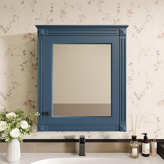 24'' x 27'' Wall Mounted Bathroom Storage Cabinet with Mirror, Medicine Cabinet with Height Adjustable Shelf, Over The Toilet Space