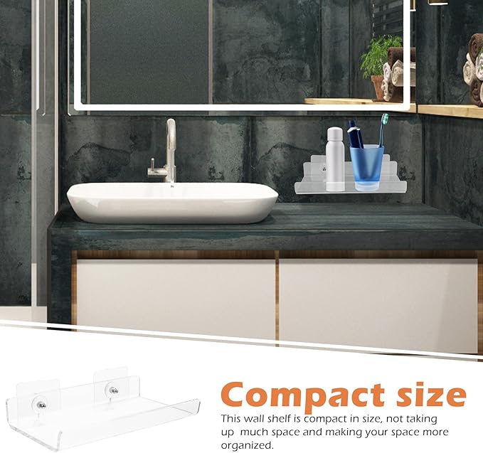 ABOOFAN Acrylic Floating Shelf Wall Rack 20x10cm Small Bathroom Organizer Kitchen Storage Display Rack for Wall Mounted Bathroom Shelves