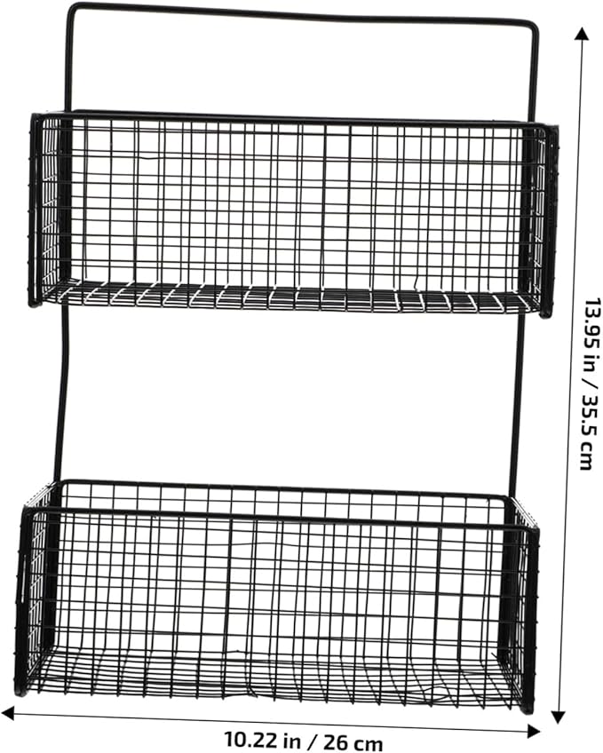 Wall Mounted Bathroom Shelf Dual Layer Multi-Function Storage Rack for Kitchen and Toilet Space-Saving Draining Rack Holder with Stable Iron Construction in Black