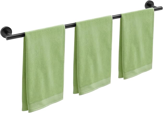 Matte Black Towel Bar for Bathroom, Towel Rack for Bathroom Wall Mounted 30 Inch, SUS304 Stainless Steel Towel Rods for Bathroom, Total Length 32-Inch Bath Towel Holder, Modern Home Decor