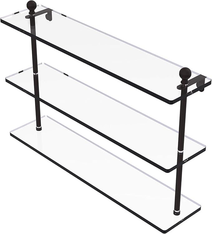 Allied Brass MA-5/22 Mambo Collection 22 Inch Triple Tiered Glass Shelf, Oil Rubbed Bronze