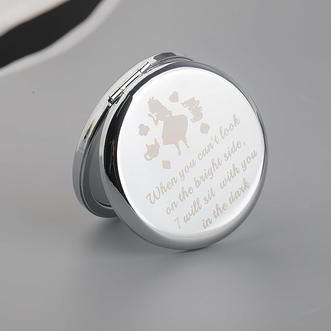 AKTAP Fairy Tale Gifts Princess Fans Compact Mirror I Will Sit with You in The Dark Makeup Mirror for Women
