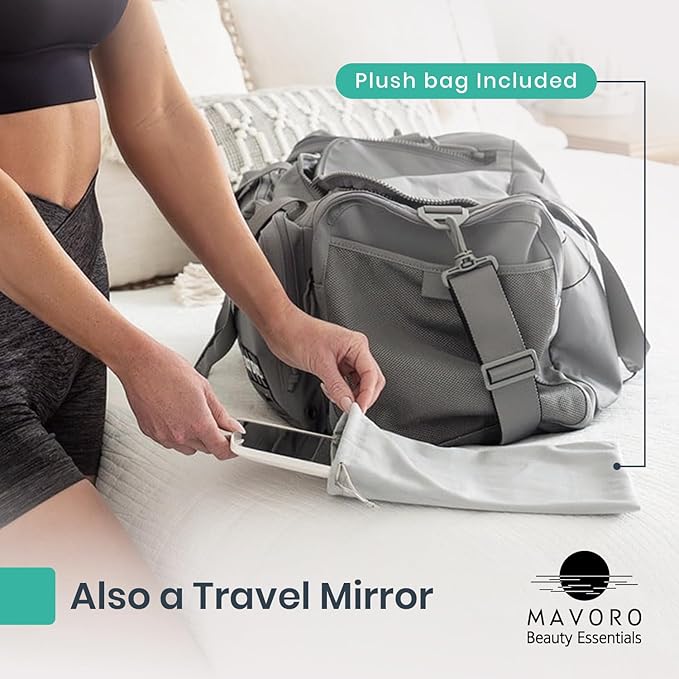 Mavoro 7x9 Travel Mirror | Small Wall Adhesive Mirror | Peel and Stick Wall Mount Travel Make up Mirror | Real Glass Vanity Mirror with Stand