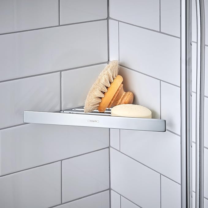 hansgrohe AddStoris Corner Basket in Chrome 1-inch Accessories in Chrome, 41741000