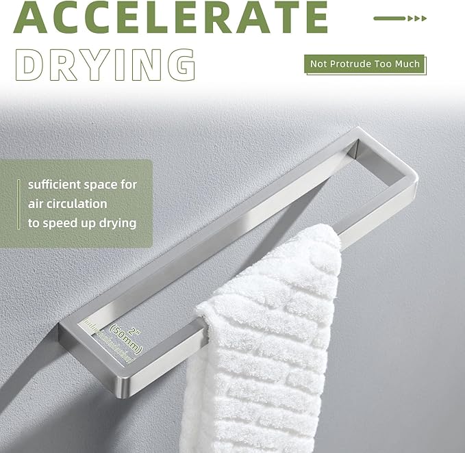 Angle Simple Hand Towel Holder, Wall Mount SUS 304 Stainless Steel Towel Bar Hanger Rack for Bathroom 11.73", Brushed Nickel