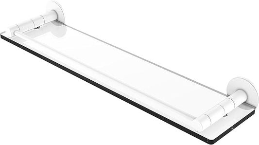 Allied Brass FR-1/22G Fresno Collection 22 Inch Vanity Rail Glass Shelf, Matte White