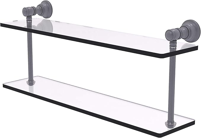 Allied Brass CL-2-22 Carolina Collection 22 Inch Two Tiered Glass Shelf, Matte Gray