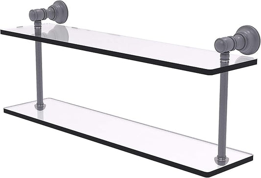 Allied Brass CL-2-22 Carolina Collection 22 Inch Two Tiered Glass Shelf, Matte Gray