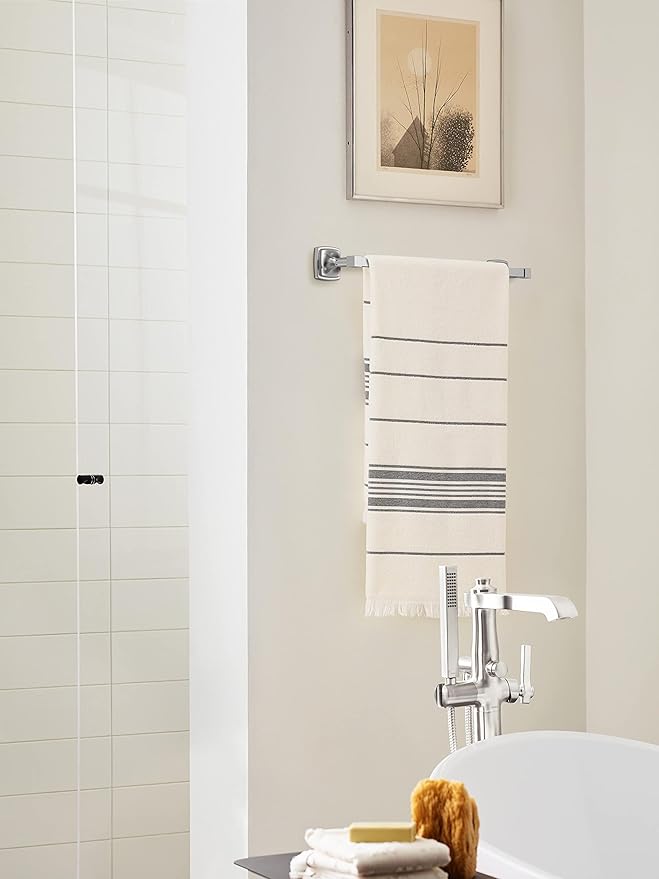 Amerock BH3609326 | Chrome Towel Bar | 18 in (457 mm) Towel Rack | Stature | Bathroom Towel Holder | Bathroom Hardware | Bath Accessories