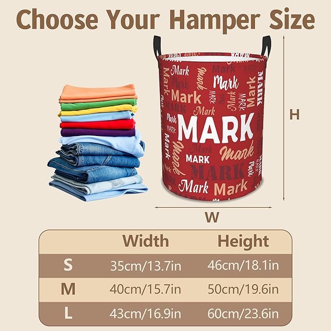 Custom Name Laundry Basket, Personalized Collapsible Laundry Hamper with Name for Bathroom Bedrooms, Customized Dirty Clothes Hamper Storage Basket Gifts for Kids Boys Girls Baby Men Women