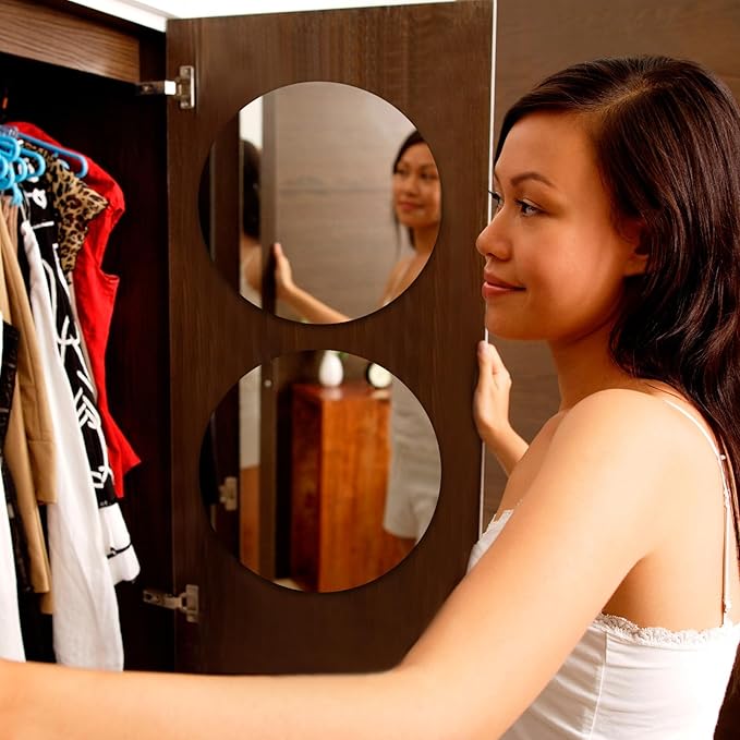 Blulu 2 Pcs 10 Inches Magnetic Locker Mirror Small Real Glass School Rectangular Locker Magnetic Makeup Mirror for Bathroom Household Refrigerator Cabinet