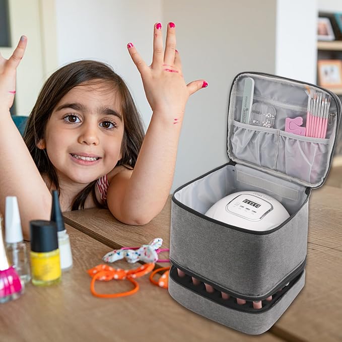 Travel Nail Polish Organizer, Holds 30 Bottles (15ml), Double-layer Nail Polish Carrying Case, Large Capacity Portable Storage Bag for Nail Varnish and Manicure Set