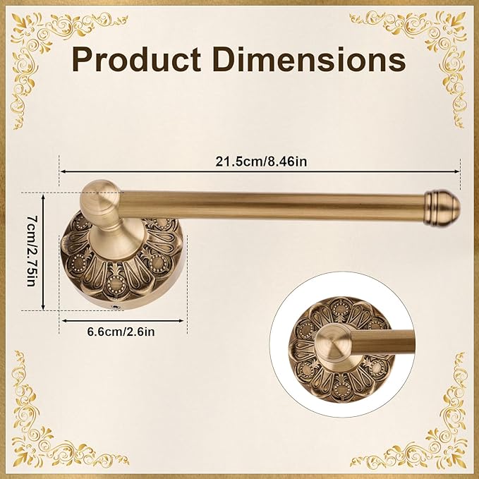 Antique Brass Toilet Paper Holder, Vintage Brass Tissue Roll Holder Wall Mounted Towel Rack Bathroom Accessories for Home Hostel