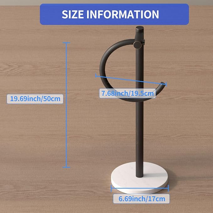 Stand Countertop Hand Towel Holder, Towel Rack Free Standing, Towel Bar Hanger for Bathroom Kitchen (Black)