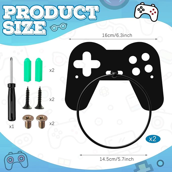 2pcs Gaming Metal Towel Rings Boys Room Towel Holder Oil Rubbed Bath Towels Ring Black Art Hand Towels Rack for Bathroom Kitchen Hanger Home Decors Gifts