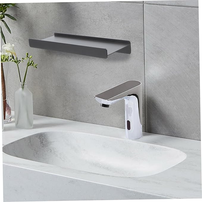 Zerodeko Bathroom Shelf Aluminum Alloy Floating Wall-Mounted Rack for Space-Saving Storage Bathroom Mirror Front Organizer Partitioned Design for Makeup and Grooming Items