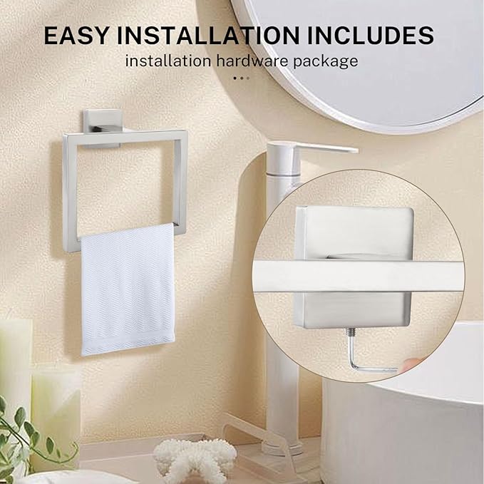 Brushed Nickel Towel Ring Towel Holder for Bathroom Bath Towel Hanger Stainless Steel Bathroom Hardware Accessories Wall-Mounted Towel Rack