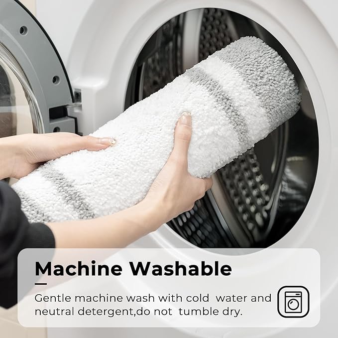 GRANNY SAYS Microfiber Bathroom Rugs Non Slip Washable, Water Absorbent Bathrooms Mats for Tub Non Slip, Small Soft Bath Mats for Bathroom Floor & Shower, 16" x 24", Grey Bath Mat Towel