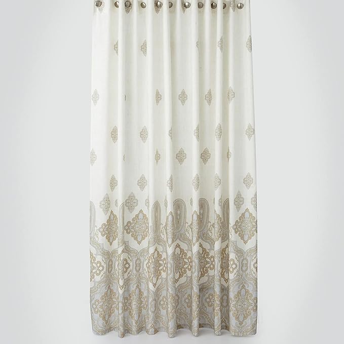 Hudson Tan Farmhouse Waterproof Fabric Printed Polyester Beige Shower Curtain for Bathroom,72" W x 78" H