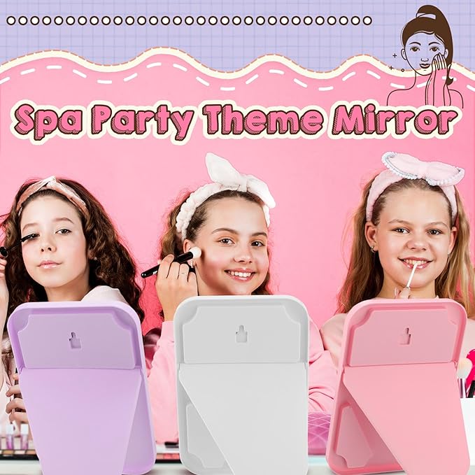 DoubleFill 6 Pcs Spa Party Mirror Spa Party Supplies Sleepover Accessory Favors Makeup Mirror for Sleepover Slumber Birthday Favors Women Adults Princess Gift(Mixed Color)